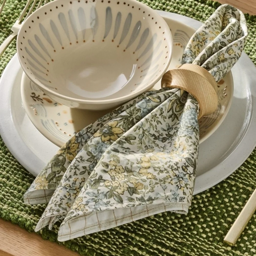 ❤️BUY 2 GET 1 FREE  Frankie Floral Napkin Sets, Color Yellow & Green